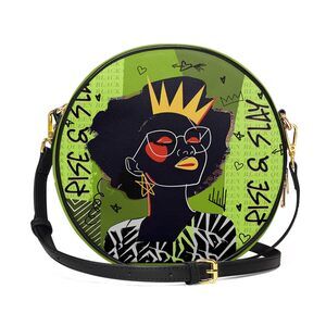 3292 African Circle Crossbody Bag Premium Vegan Leather Adjustable Strap